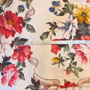 12' x 4' ! 1950s stunning bark cloth floral roses and Peony so beautiful